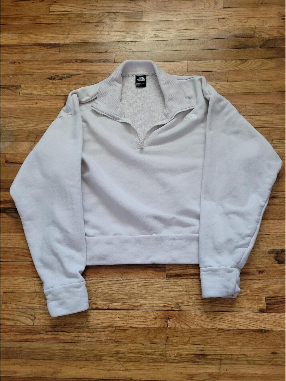 North Face Women’s White Glacier Quarter Zip Fleece Lightweight Pullover Size L